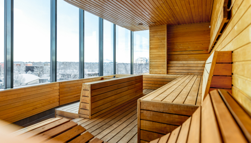 Hotell Tartu sanaarium panoraamvaatega talvisele Tartule - saun linnavaatega hotellis Tartus